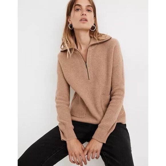 Madewell Sweaters - Madewell Women's Glenbrook 1/2 Zip Pullover Long Sleeve Wool Blend Sweater Sz XL